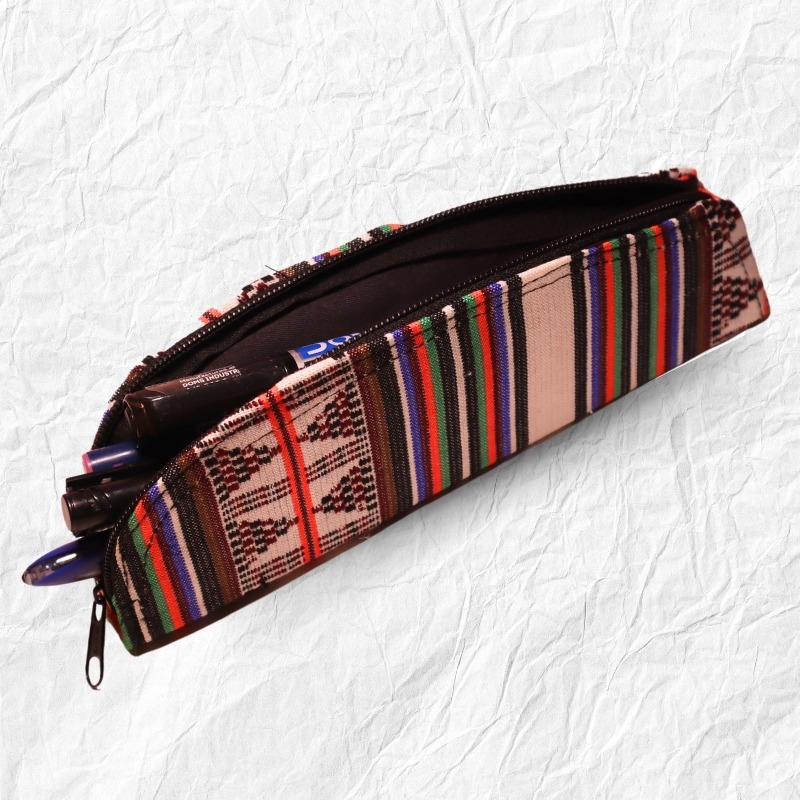 White Multicolor Pencil Pouch