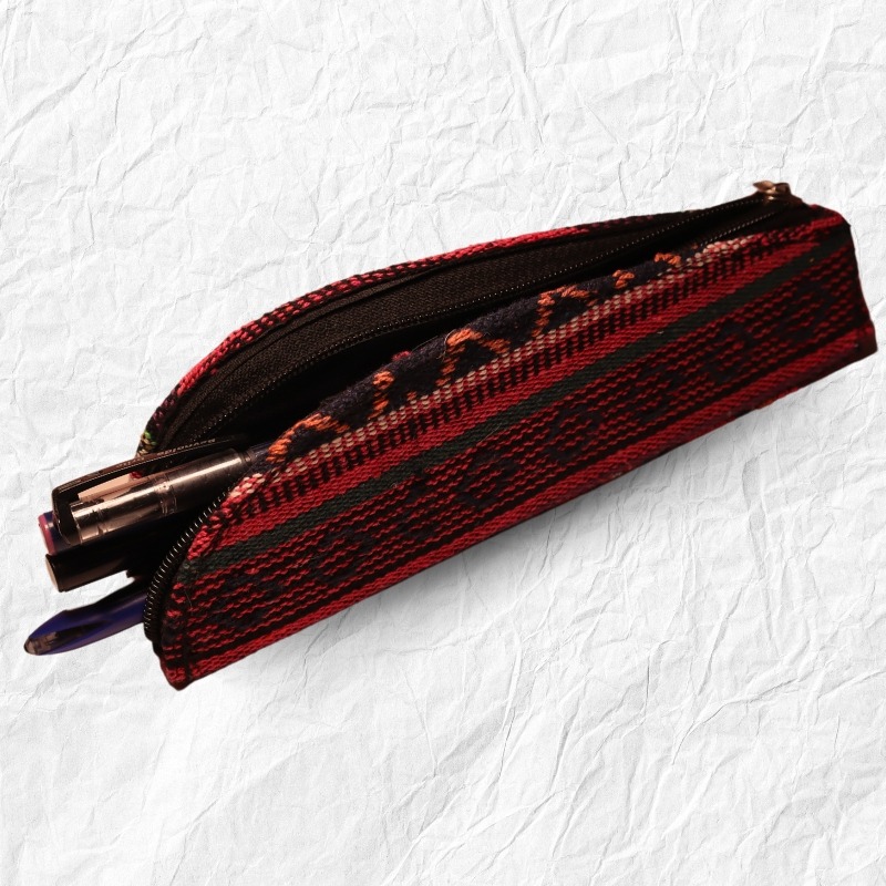 Red Multicolor Pencil Pouch